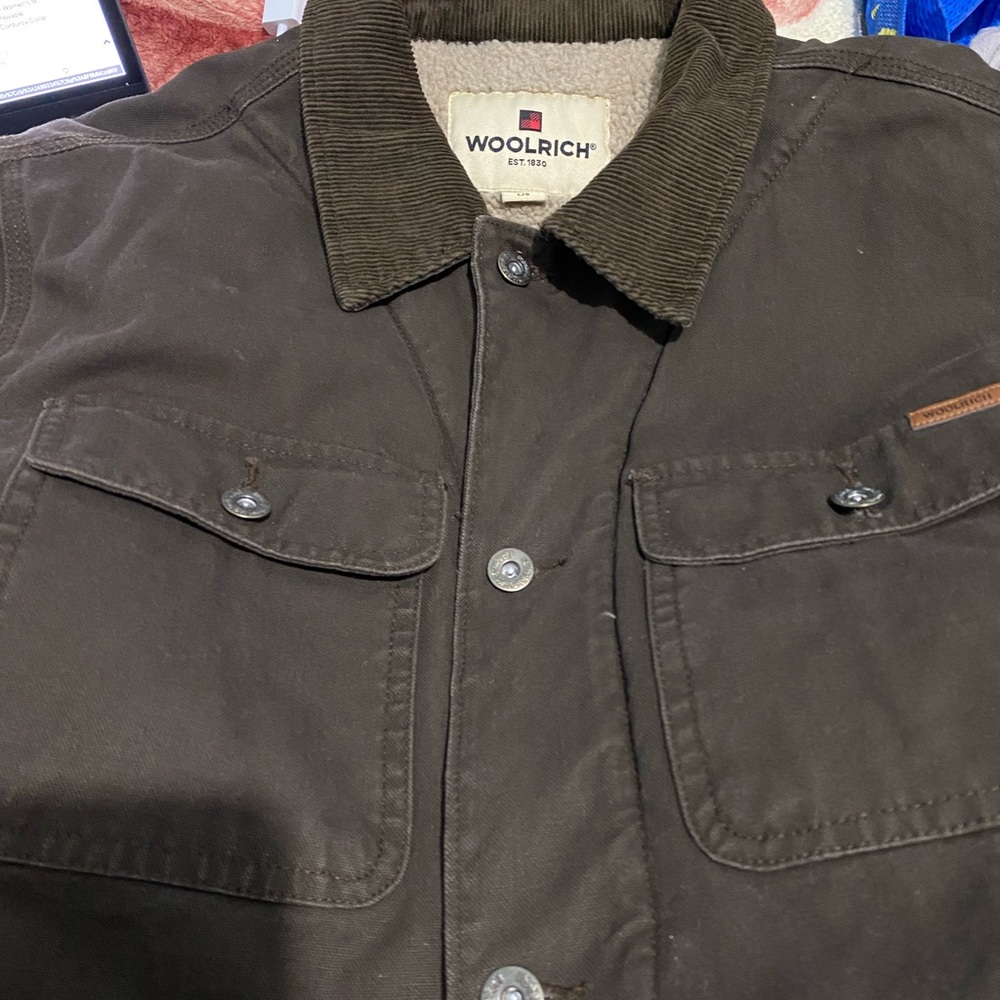 Woolrich Barn Sherpa Lined Jacket Corduroy Collar Sz L - Picture 11 of 11